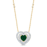 3/8CTW-DIA CN 6x6 MM HEART-EM NAT GEM NECKLACE (18 INCH)